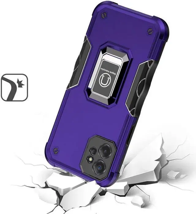 Alt view image 2 of 4 - Military Grade Shockproof Hybrid Armor Case with Ring Grip for Motorola Moto G Power 5G 2023 - Purple