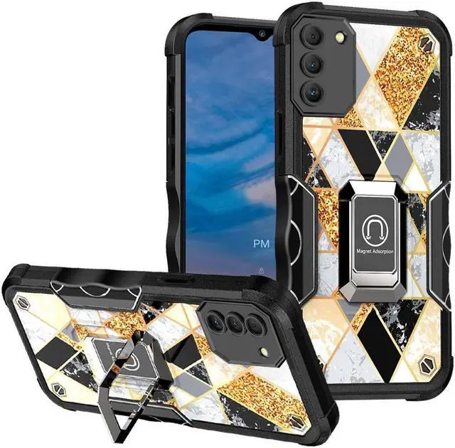 Main image of Military Grade Shockproof Hybrid Armor Case with Ring Grip for Nokia G400 5G - Marble Gold