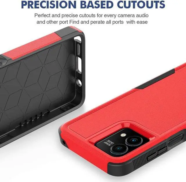 Alt view image 6 of 6 - Military Grade TUFF Hybrid Case for Motorola Moto G Stylus 5G 2023 - Red