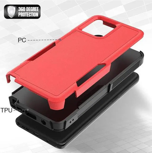 Alt view image 5 of 6 - Military Grade TUFF Hybrid Case for Motorola Moto G Stylus 5G 2023 - Red