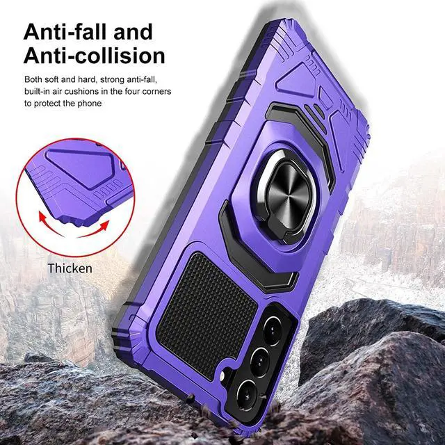 Alt view image 2 of 6 - Robotic Series Hybrid Case with Ring Grip for Samsung Galaxy S23 Plus - Purple