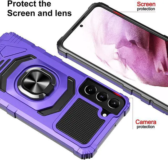 Alt view image 4 of 6 - Robotic Series Hybrid Case with Ring Grip for Samsung Galaxy S23 Plus - Purple