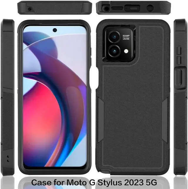 Alt view image 4 of 7 - Military Grade TUFF Hybrid Case for Motorola Moto G Stylus 5G 2023 - Black