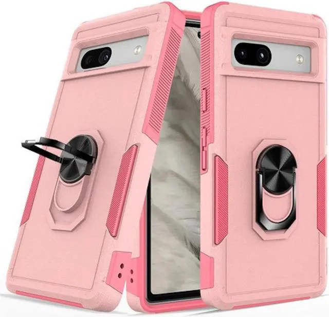 Main image of Military Grade TUFF Hybrid Armor Case with Ring Grip for Google Pixel 7a - Pink