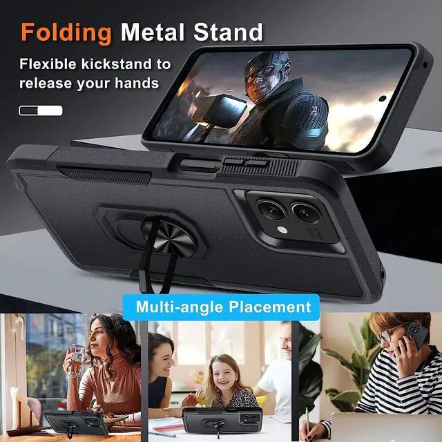 Alt view image 6 of 7 - Military Grade TUFF Shockproof Hybrid Armor Case with Ring Grip for Motorola Moto G Stylus 5G 2023 - Black