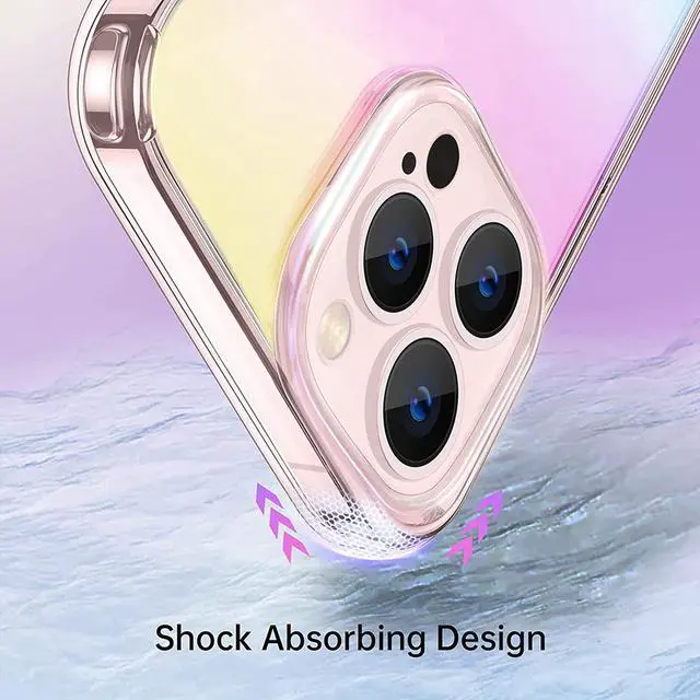 Alt view image 2 of 7 - Iridescent Color Holographic Transparent Fusion Case for iPhone 13 Pro Max - Rainbow