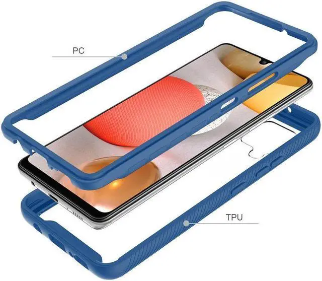 Alt view image 4 of 4 - Tough Fusion-X 2-Piece Hybrid Armor Case for Samsung Galaxy A42 5G - Blue