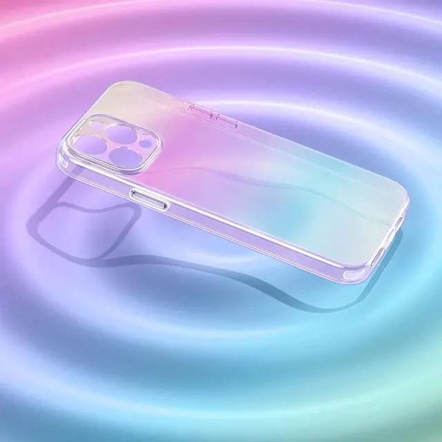 Alt view image 6 of 7 - Iridescent Color Holographic Transparent Fusion Case for iPhone 13 Pro Max - Rainbow