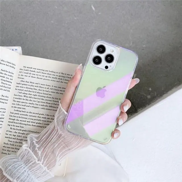 Alt view image 7 of 7 - Iridescent Color Holographic Transparent Fusion Case for iPhone 13 Pro Max - Rainbow