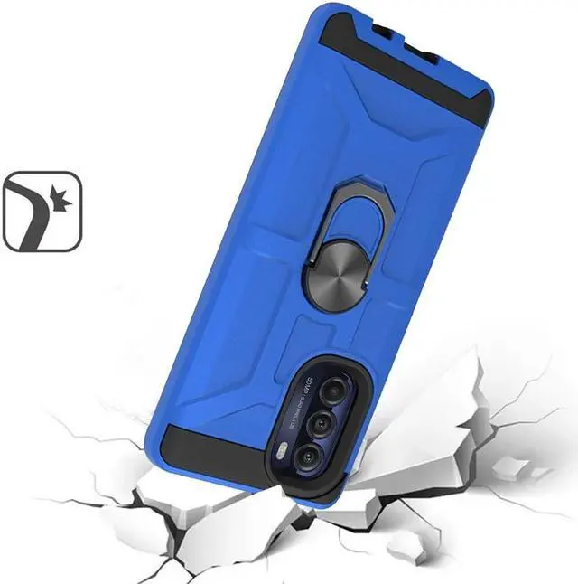 Alt view image 2 of 3 - Dynamic Dual Layer Hybrid Case with Ring Holder for Motorola Moto G Stylus 5G 2022 - Blue