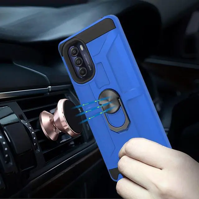 Alt view image 3 of 3 - Dynamic Dual Layer Hybrid Case with Ring Holder for Motorola Moto G Stylus 5G 2022 - Blue