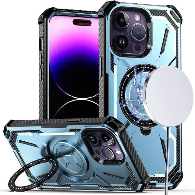 Main image of MagSafe Compatible Military Grade Hybrid Case with Kickstand Ring Holder for iPhone 13 Pro Max - Blue