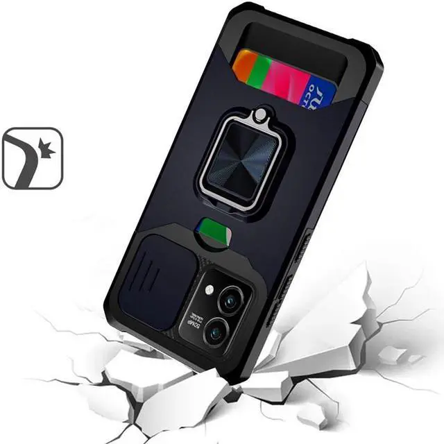Alt view image 2 of 7 - Military Grade All-In-One Ring Stand Card Case for Motorola Moto G Stylus 5G 2023 - Blue