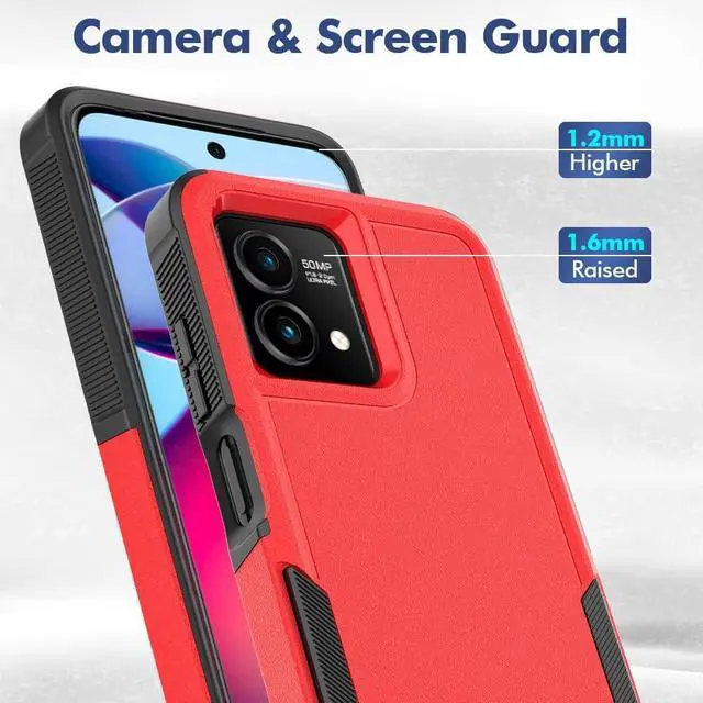 Alt view image 4 of 6 - Military Grade TUFF Hybrid Case for Motorola Moto G Stylus 5G 2023 - Red
