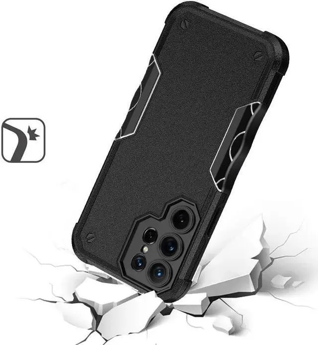 Alt view image 2 of 4 - Military Grade Shockproof Hybrid Case for Samsung Galaxy S23 Ultra - Black
