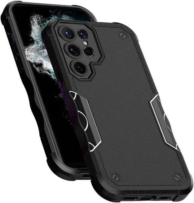 Alt view image 4 of 4 - Military Grade Shockproof Hybrid Case for Samsung Galaxy S23 Ultra - Black