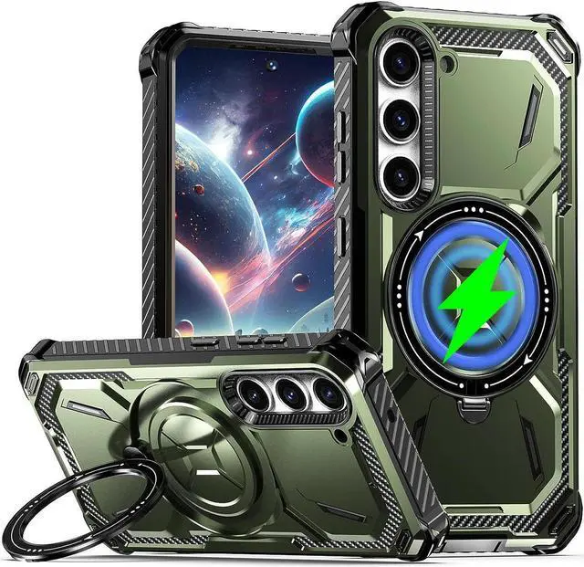 Main image of Military Grade Hybrid Case with MagSafe Magnetic Ring for Samsung Galaxy S23 Plus - Green