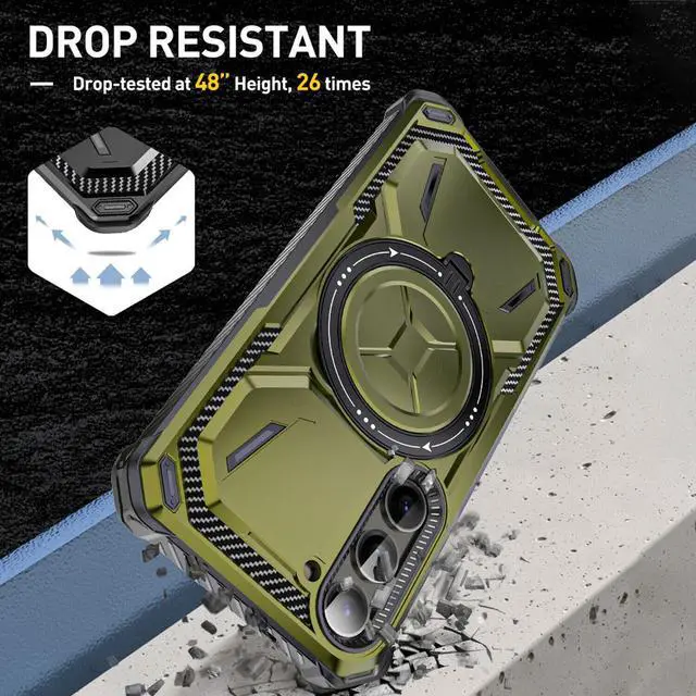 Alt view image 2 of 7 - Military Grade Hybrid Case with MagSafe Magnetic Ring for Samsung Galaxy S23 Plus - Green