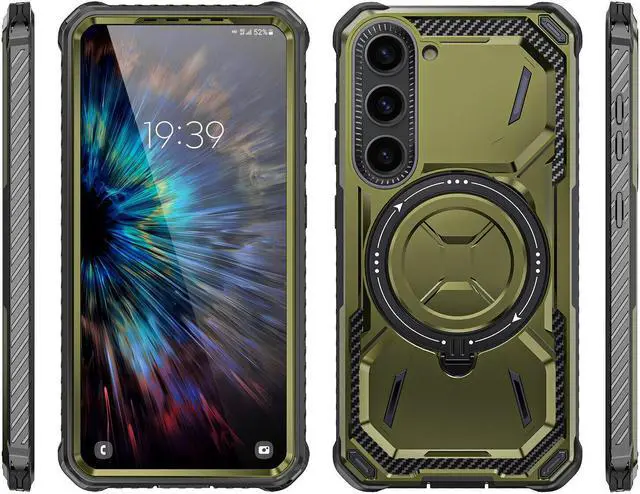 Alt view image 5 of 7 - Military Grade Hybrid Case with MagSafe Magnetic Ring for Samsung Galaxy S23 Plus - Green