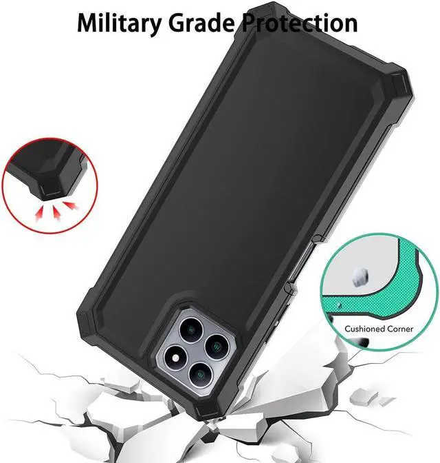 Alt view image 2 of 7 - Military Grade Rugged Hybrid Case for Celero 5G Plus - Black