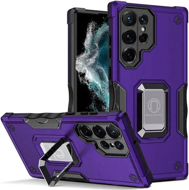 Main image of Military Grade Shockproof Hybrid Case with Ring Holder for Samsung Galaxy S23 Ultra - Purple