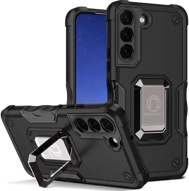 Main image of Military Grade Shockproof Hybrid Armor Case with Ring Grip for Samsung Galaxy S23 - Black