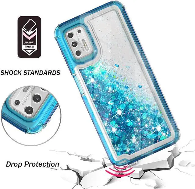 Alt view image 2 of 5 - Atomic Quicksand Glitter Waterfall Hybrid Case for Motorola Moto G Stylus 2021 - Blue