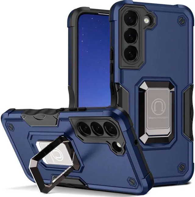 Main image of Military Grade Shockproof Hybrid Armor Case with Ring Grip for Samsung Galaxy S23 - Navy Blue