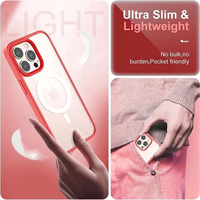 Alt view image 7 of 7 - MagSafe Compatible Premium Hybrid Protective Case for iPhone 14 Pro Max - Red