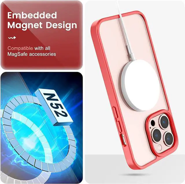 Alt view image 2 of 7 - MagSafe Compatible Premium Hybrid Protective Case for iPhone 14 Pro Max - Red