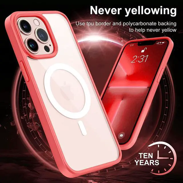 Alt view image 6 of 7 - MagSafe Compatible Premium Hybrid Protective Case for iPhone 14 Pro Max - Red
