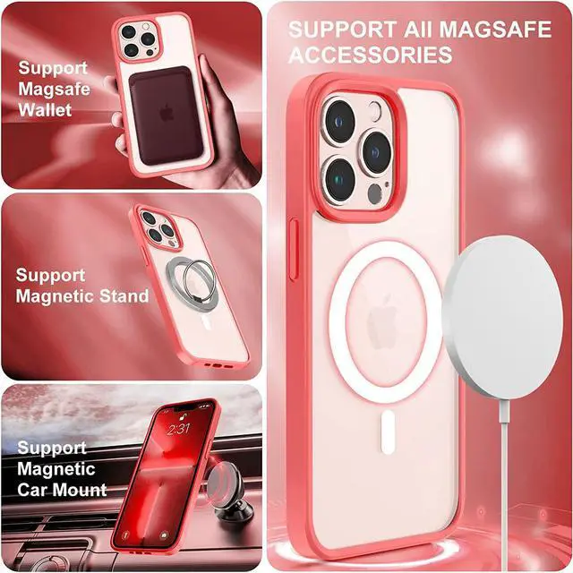 Alt view image 3 of 7 - MagSafe Compatible Premium Hybrid Protective Case for iPhone 14 Pro Max - Red