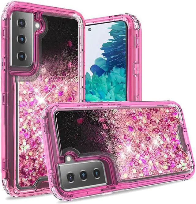 Main image of Atomic Quicksand Glitter Waterfall Hybrid Case for Samsung Galaxy S21 Plus 5G - Hot Pink