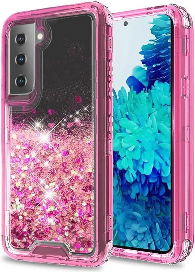 Alt view image 5 of 6 - Atomic Quicksand Glitter Waterfall Hybrid Case for Samsung Galaxy S21 Plus 5G - Hot Pink