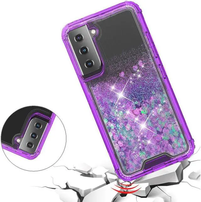 Alt view image 2 of 6 - Atomic Quicksand Glitter Waterfall Hybrid Case for Samsung Galaxy S21 Plus 5G - Purple