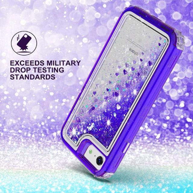 Alt view image 2 of 3 - Atomic Quicksand Glitter Waterfall Hybrid Case for iPhone SE (3rd gen & 2nd gen) and iPhone 8/7/6S/6 - Purple