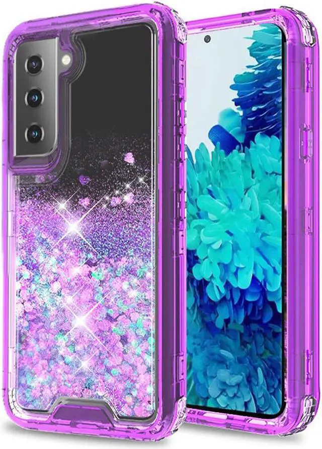 Alt view image 5 of 6 - Atomic Quicksand Glitter Waterfall Hybrid Case for Samsung Galaxy S21 Plus 5G - Purple