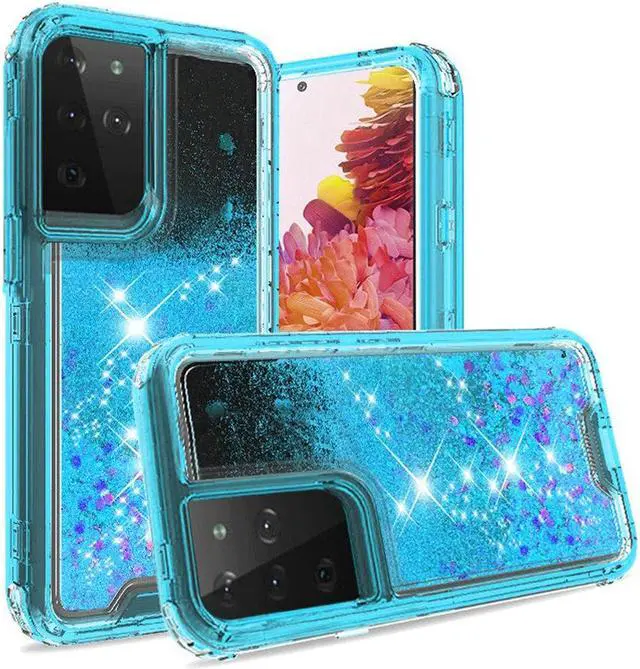 Main image of Atomic Quicksand Glitter Waterfall Hybrid Case for Samsung Galaxy S21 Ultra 5G - Blue