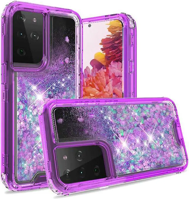 Main image of Atomic Quicksand Glitter Waterfall Hybrid Case for Samsung Galaxy S21 Ultra 5G - Purple