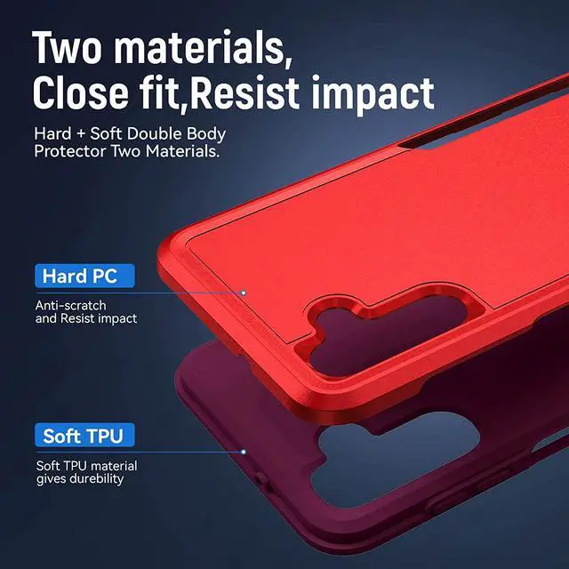 Alt view image 3 of 6 - TUFF Hybrid Armor Case for Samsung Galaxy A13 5G - Red