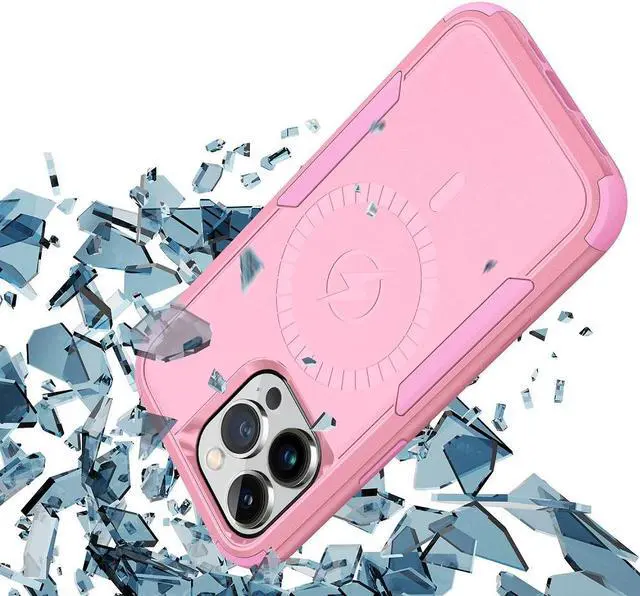 Alt view image 4 of 7 - MagSafe Compatible Military Grade TUFF Hybrid Armor Case for iPhone 14 Pro Max - Pink