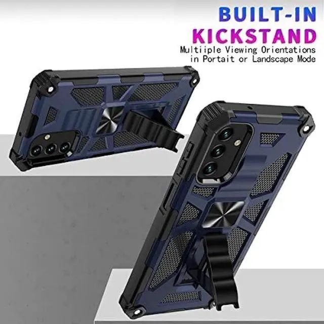 Alt view image 5 of 7 - Tough Ultra Rugged Hybrid Case and Tempered Glass Screen Protector for Samsung Galaxy A13 5G / 4G - Navy Blue