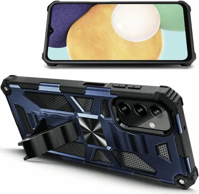 Alt view image 6 of 7 - Tough Ultra Rugged Hybrid Case and Tempered Glass Screen Protector for Samsung Galaxy A13 5G / 4G - Navy Blue