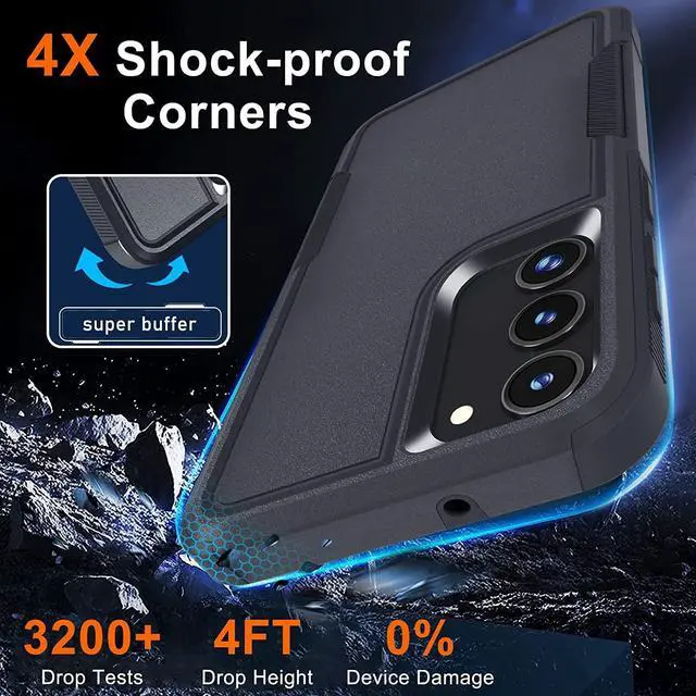 Alt view image 2 of 7 - Military Grade TUFF Hybrid Case for Samsung Galaxy S23 - Black