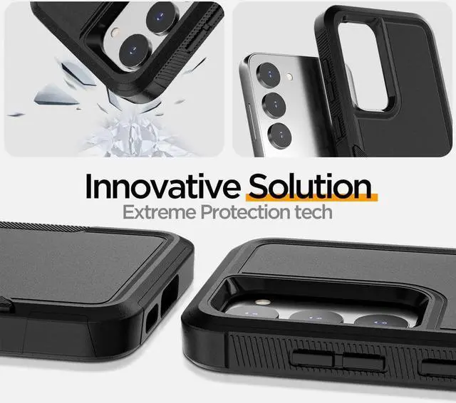 Alt view image 5 of 7 - Military Grade TUFF Hybrid Case for Samsung Galaxy S23 - Black