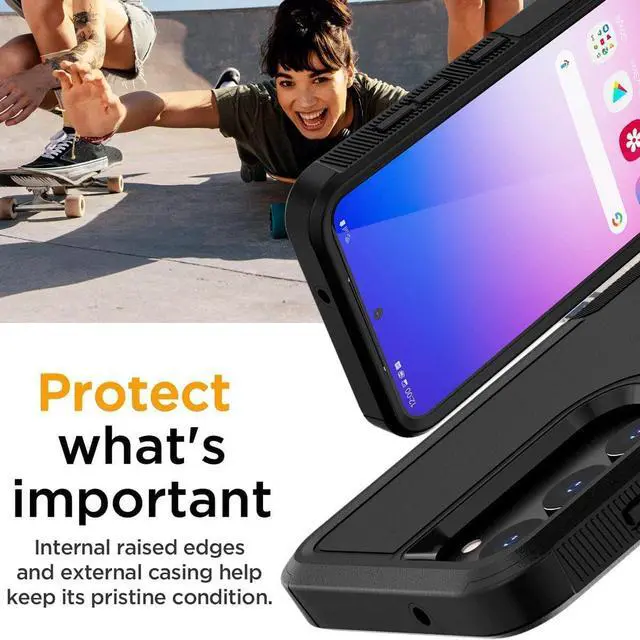 Alt view image 6 of 7 - Military Grade TUFF Hybrid Case for Samsung Galaxy S23 - Black