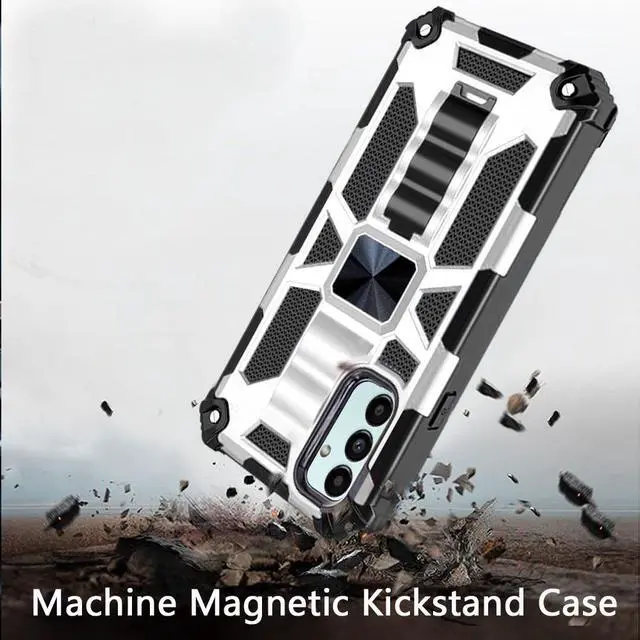 Alt view image 2 of 7 - Tough Ultra Rugged Hybrid Case and Tempered Glass Screen Protector for Samsung Galaxy A13 5G / 4G - Silver