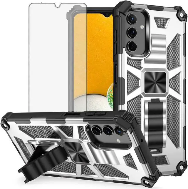 Main image of Tough Ultra Rugged Hybrid Case and Tempered Glass Screen Protector for Samsung Galaxy A13 5G / 4G - Silver