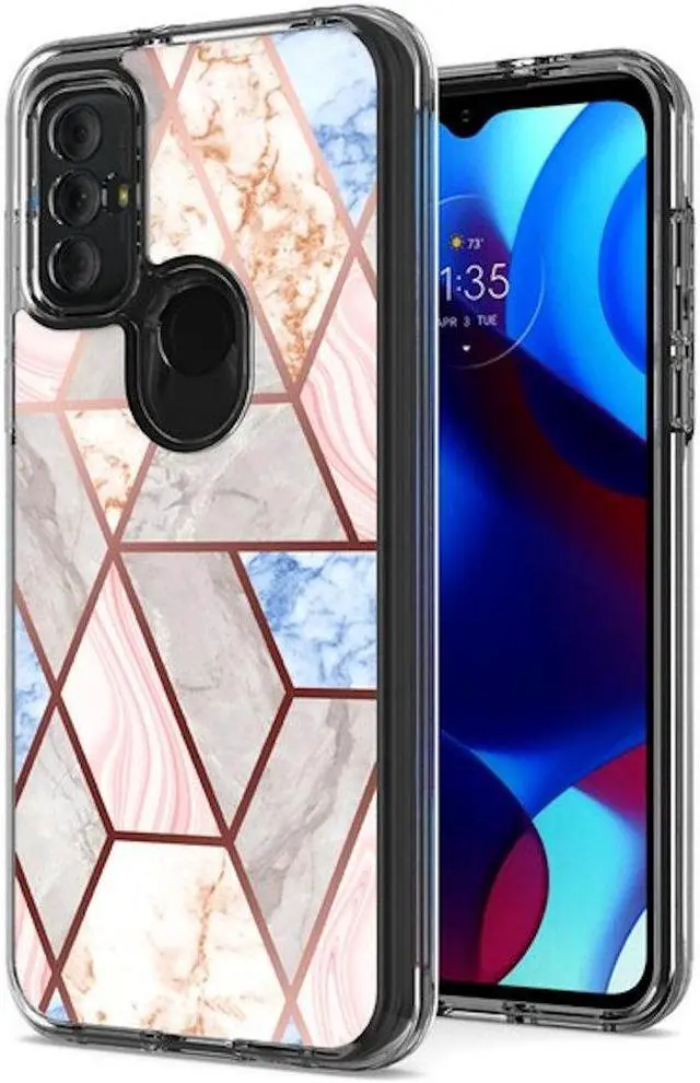 Main image of Marble Series Dual Layer Designer Case for Motorola Moto G Pure / Moto G Power 2022 - Pink Grey