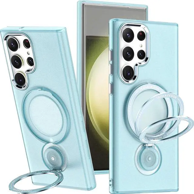 Main image of Candy Series Hybrid Case with MagSafe Magnetic Ring for Samsung Galaxy S22 Ultra 5G - Blue